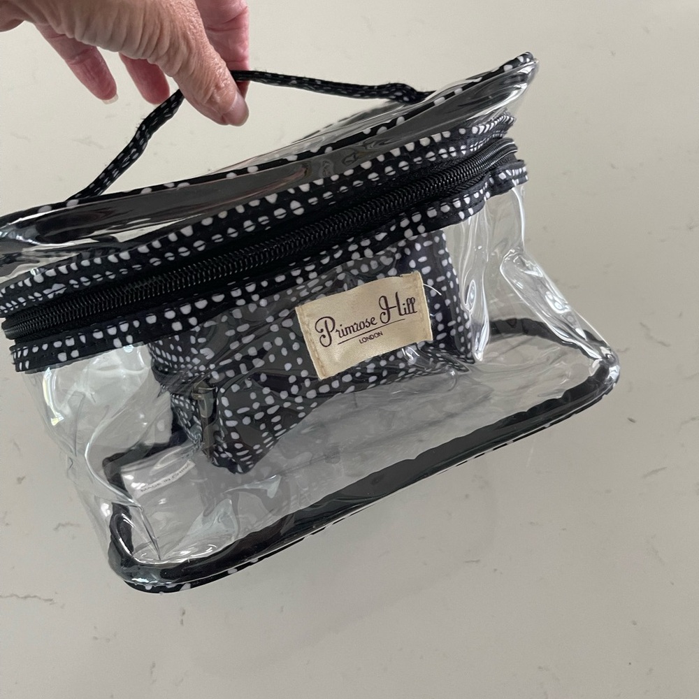 Primrose Hill Clear and Black Polka Dot Cosmetic Bag set
